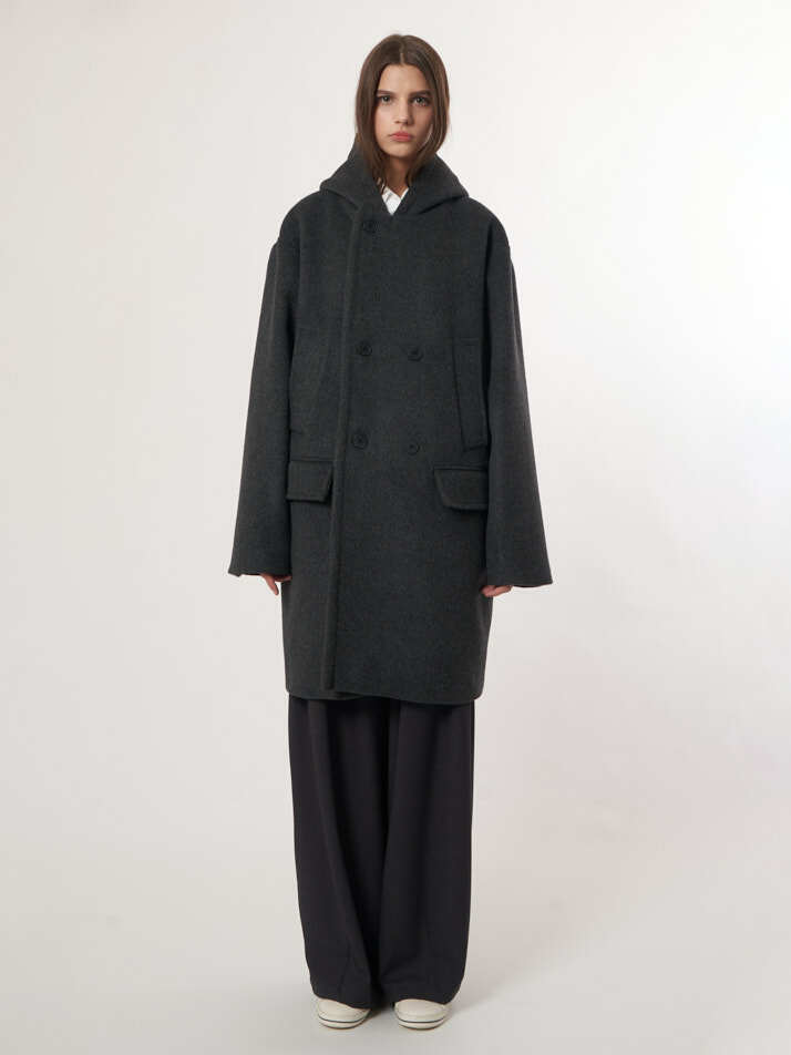 AU52CT01_더블 후드코트_차콜