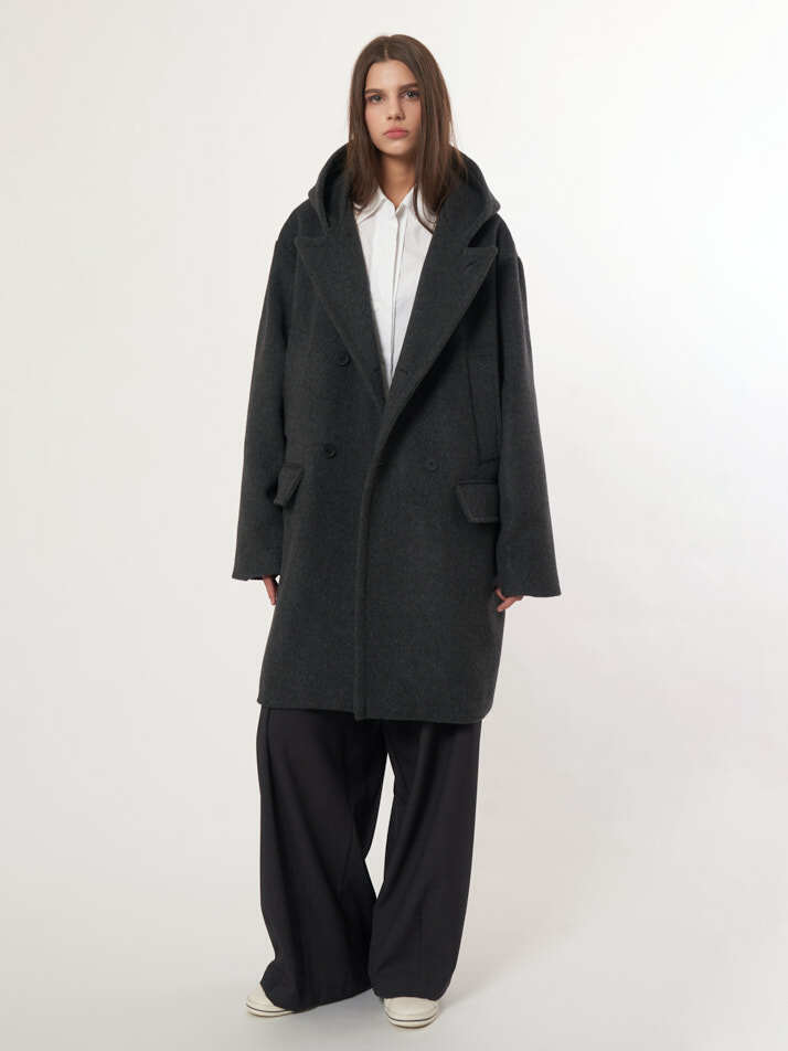 AU52CT01_더블 후드코트_차콜