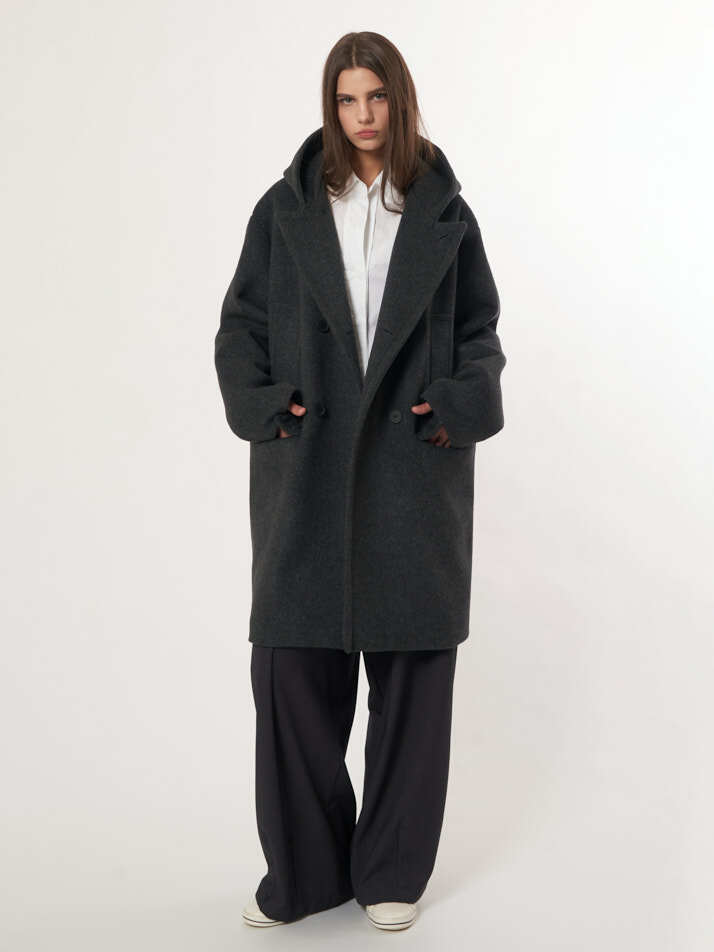 AU52CT01_더블 후드코트_차콜