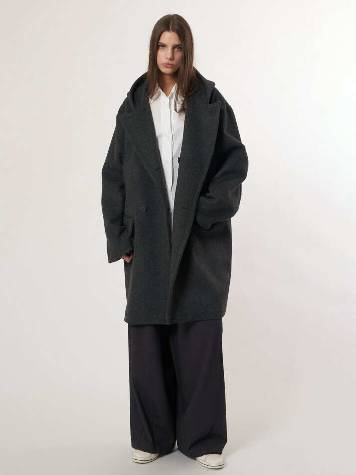 AU52CT01_더블 후드코트_차콜