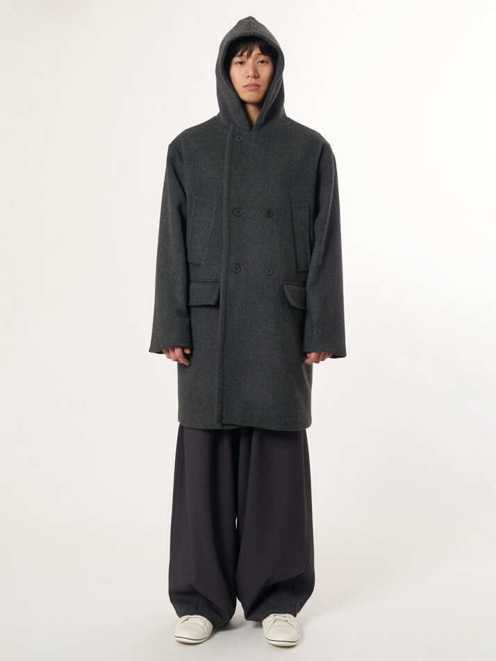 AU52CT01_더블 후드코트_차콜