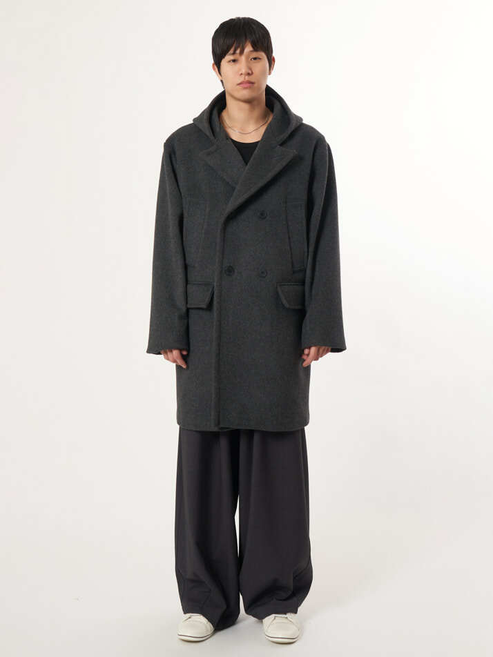 AU52CT01_더블 후드코트_차콜