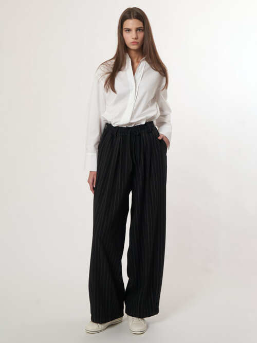 AU52PT07_레트로 스트라이프 와이드팬츠_블랙