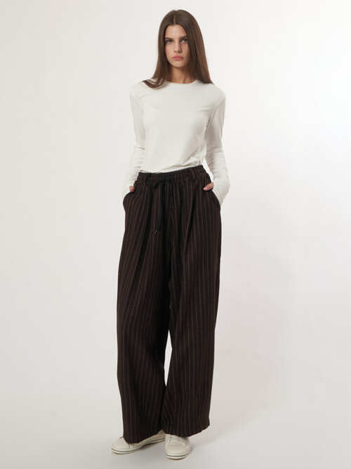 AU52PT07_레트로 스트라이프 와이드팬츠_브라운