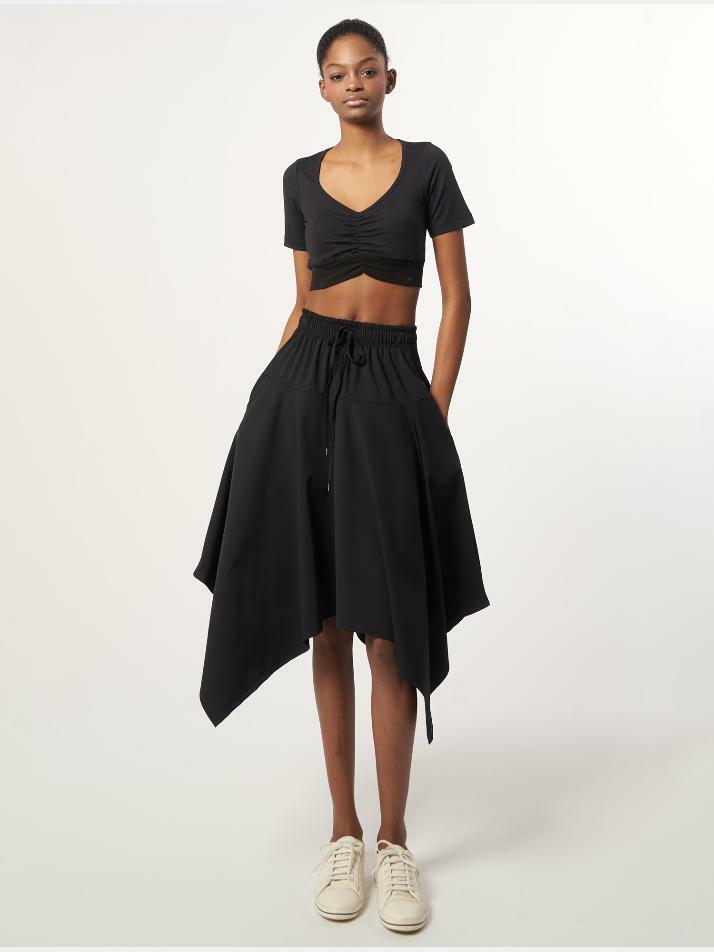 AW61SK03_패널 드레이프 스커트_블랙