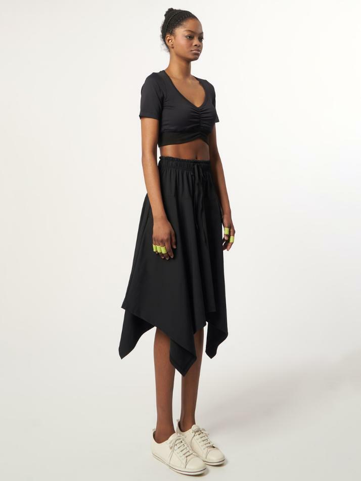 AW61SK03_패널 드레이프 스커트_블랙