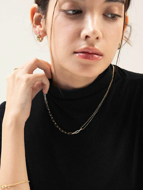 제이누이 듀얼체인 네크리스 목걸이 silver