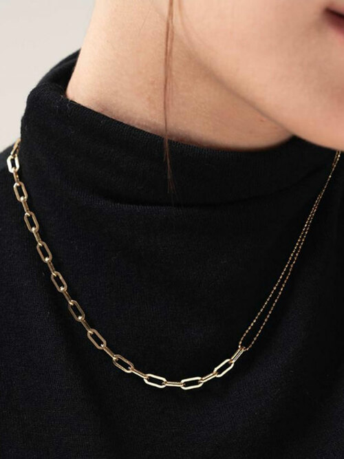 제이누이 듀얼체인 네크리스 목걸이 14k gold plated