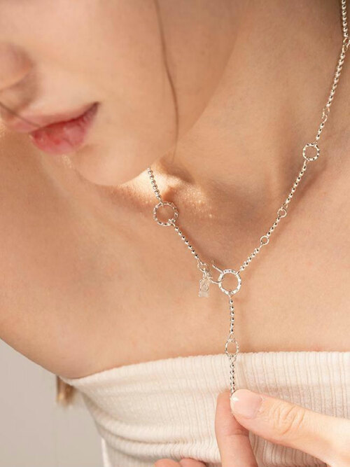 제이누이 웨이브 써클 목걸이 silver 44cm