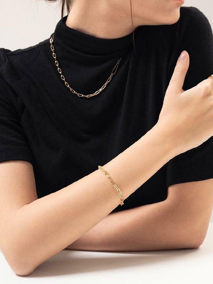 제이누이 듀얼체인 팔찌 14k gold plated