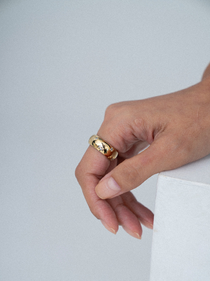 글로시 스텔라 링 14k gold plated