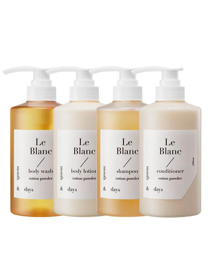 먼스앤데이즈 르 블랑 풀패키지(샴푸500ml+컨디셔너500ml+바디워시500ml+바디로션500ml)