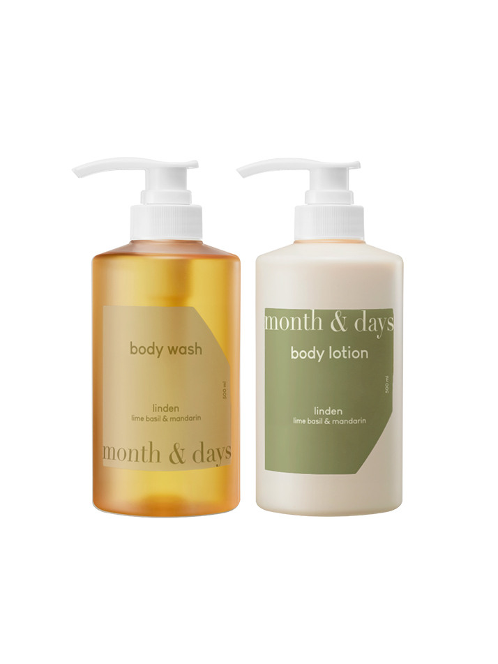 먼스앤데이즈 린든 라임바질 앤 만다린 바디 패키지(바디워시 500ml +바디로션  500ml)