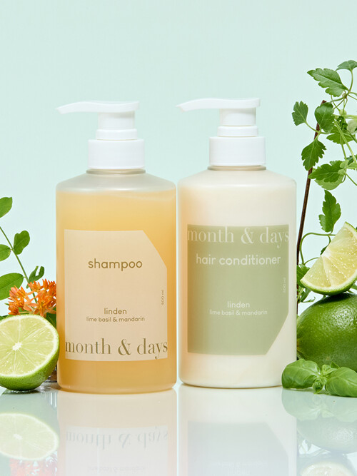먼스앤데이즈 린든 라임바질 앤 만다린 헤어패키지(샴푸 500ml +컨디셔너  500ml)