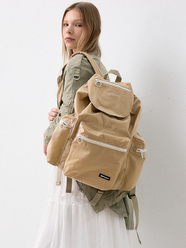 크라프얀 박시 포켓 백팩 노마드베이지