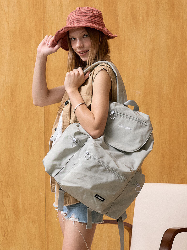 크라프얀 박시 포켓 백팩 그레이시민트