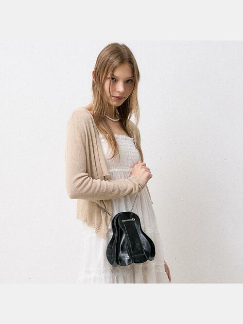 크라프얀 웨이비 체인 미니백 크로스백 글로시블랙