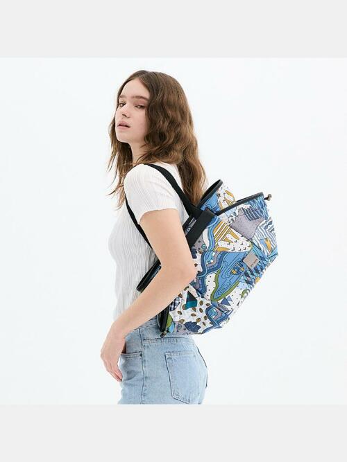 크라프얀 토트 숄더백 라인스케치블루