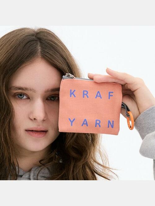 크라프얀 코튼 레터링 미니 파우치 오렌지
