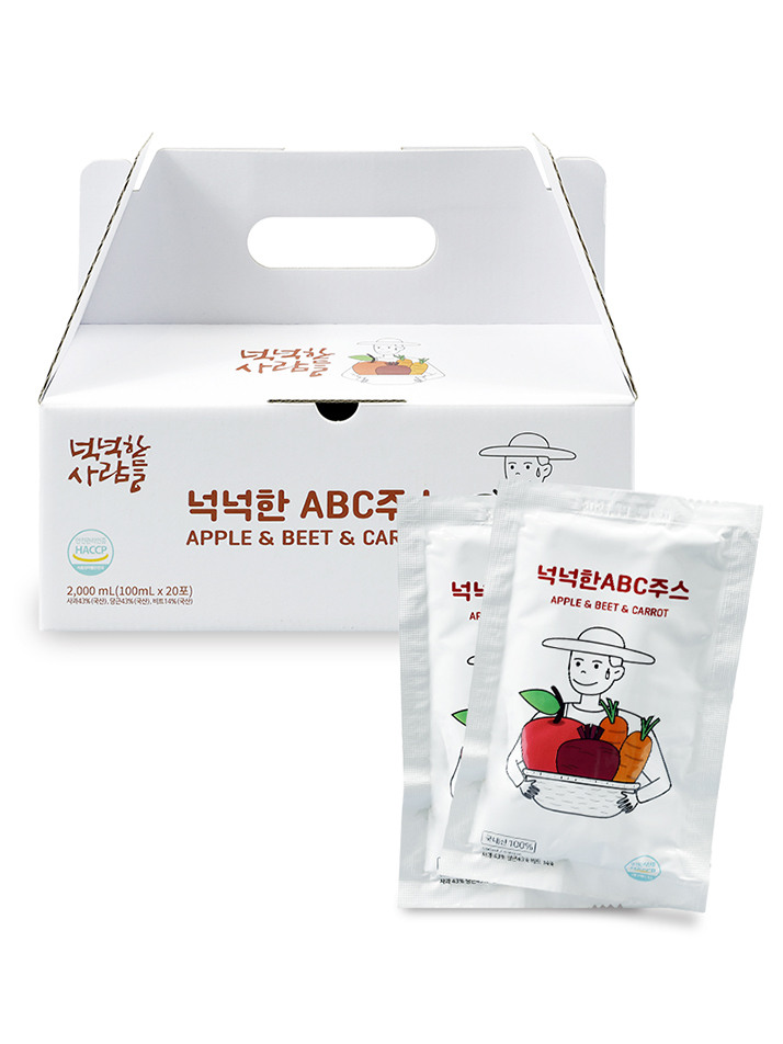 [넉넉한사람들] 100% 국내산 NFC 착즙 넉넉한 ABC 주스 100ml x 20입