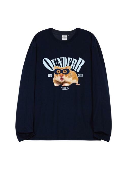 MASK HAMSTER 오버핏 롱 슬리브 [네이비]