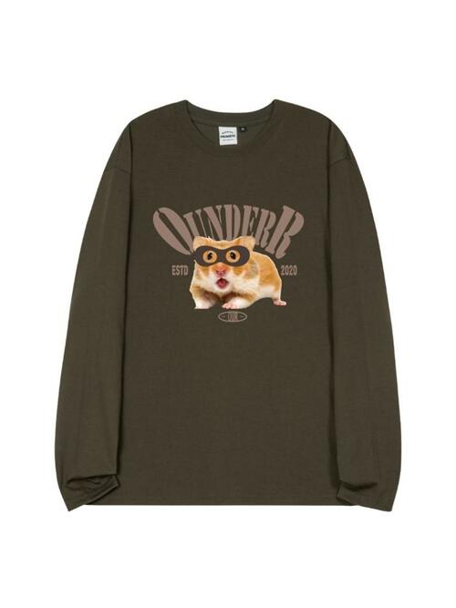 MASK HAMSTER 오버핏 롱 슬리브 [카키]