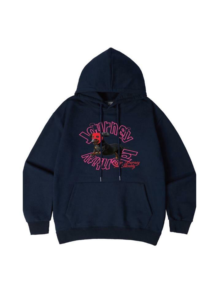 마스크퍼피 오버핏 후드 티셔츠 [네이비]