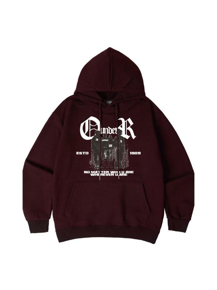 쉐도우 오버핏 후드 티셔츠 [와인]