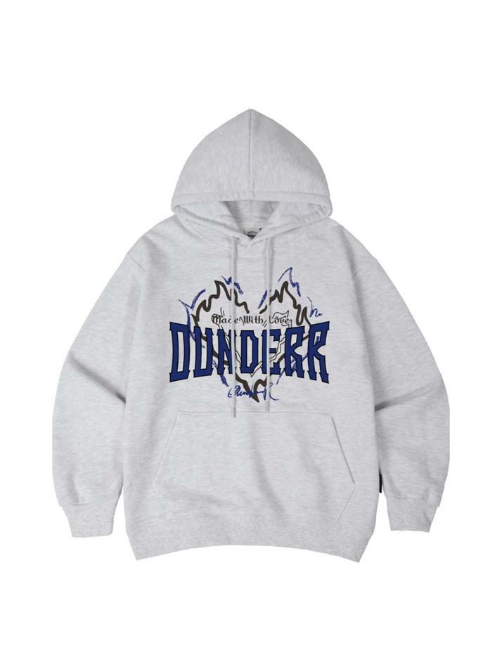 WITH LOVE 오버핏 후드 티셔츠 티셔츠 [화이트 메란지]