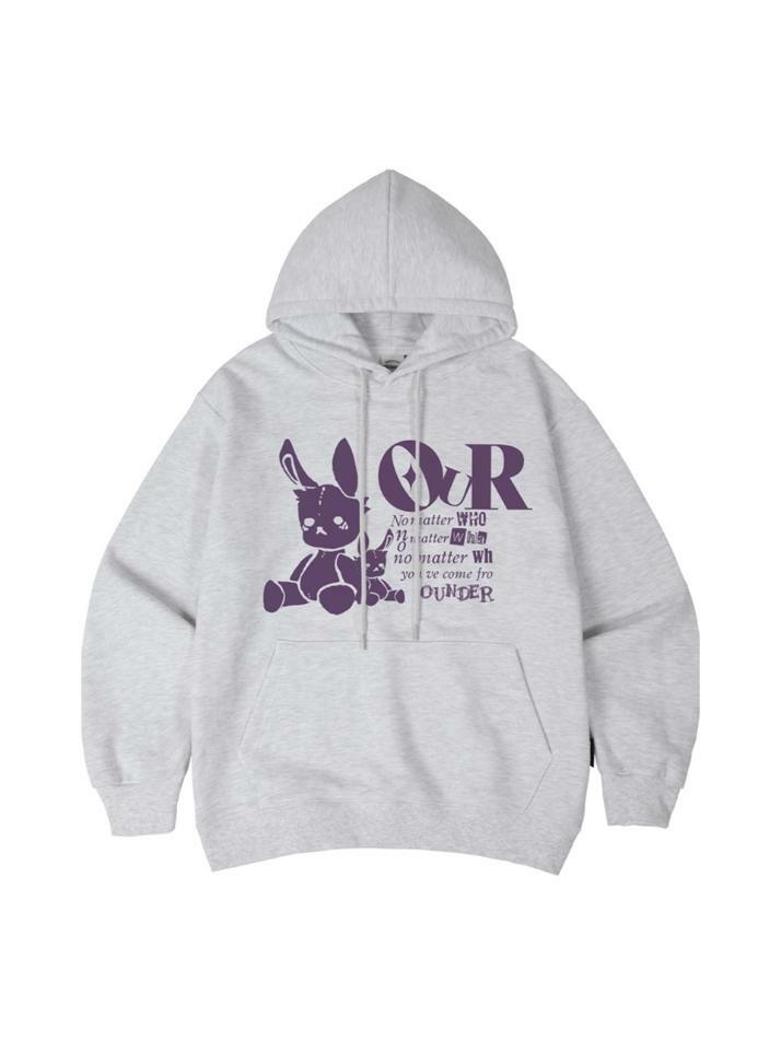 RADDY 오버핏 후드 티셔츠 티셔츠 [화이트 메란지]