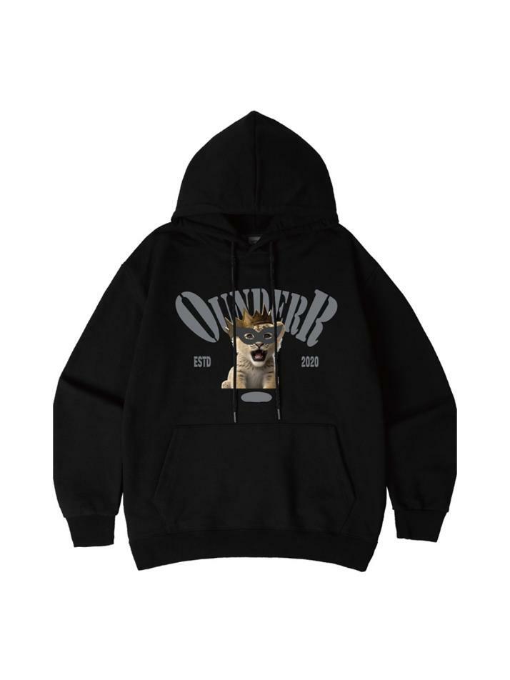 BABY LION 오버핏 후드 티셔츠 [블랙]