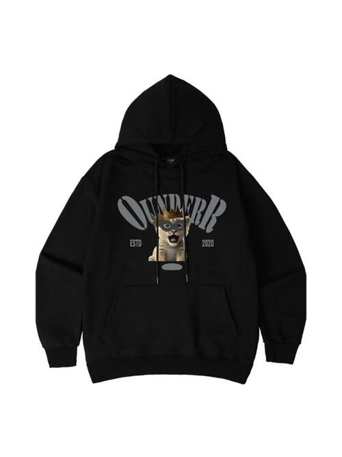 BABY LION 오버핏 후드 티셔츠 [블랙]