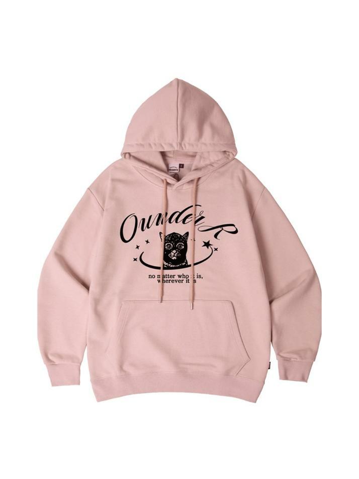 STAR CAT 오버핏 후드 티셔츠 [핑크]