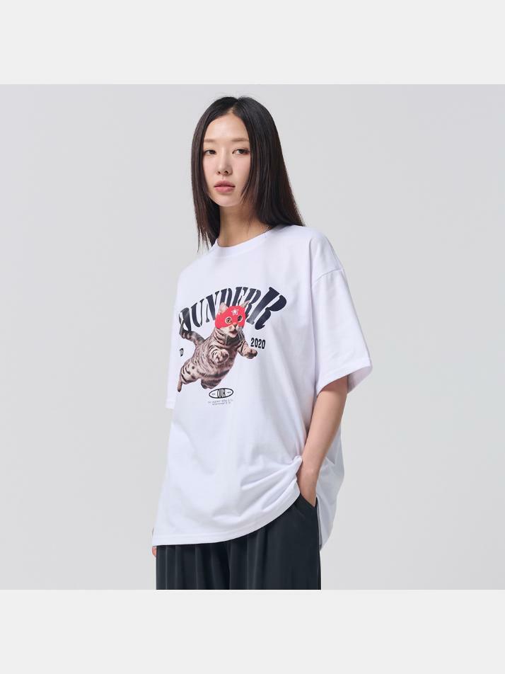 MASK FLYING CAT 반팔 티셔츠 (화이트)