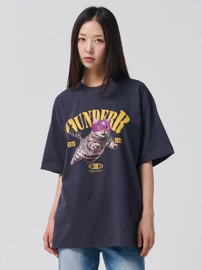 MASK FLYING CAT 반팔 티셔츠 (차콜)