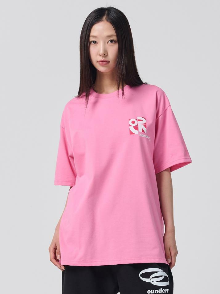 SQUARE 로고 오버핏 반팔 티셔츠 (핑크)