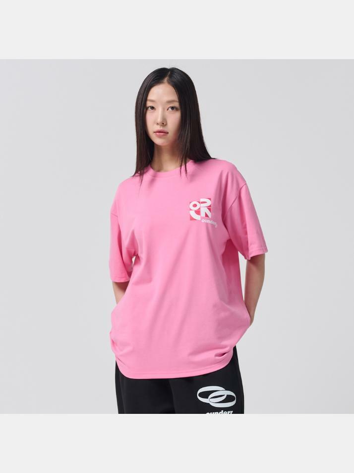 SQUARE 로고 오버핏 반팔 티셔츠 (핑크)