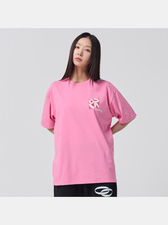 SQUARE 로고 오버핏 반팔 티셔츠 (핑크)