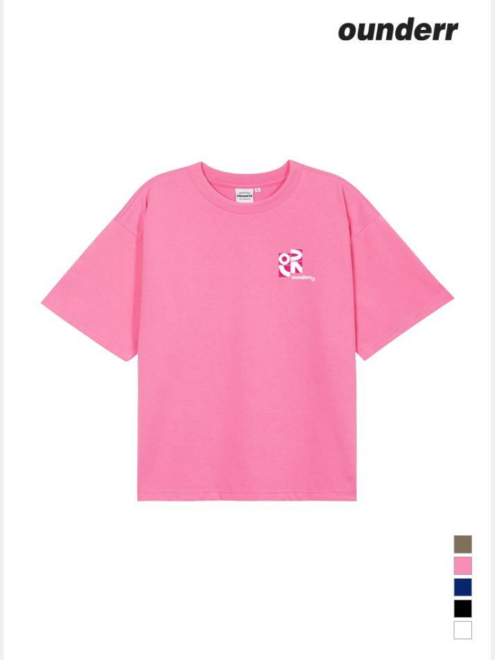 SQUARE 로고 오버핏 반팔 티셔츠 (핑크)