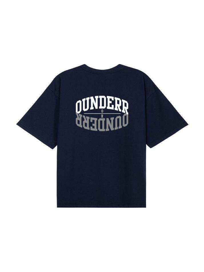 STAR OR 로고 오버핏 반팔 티셔츠 (네이비)