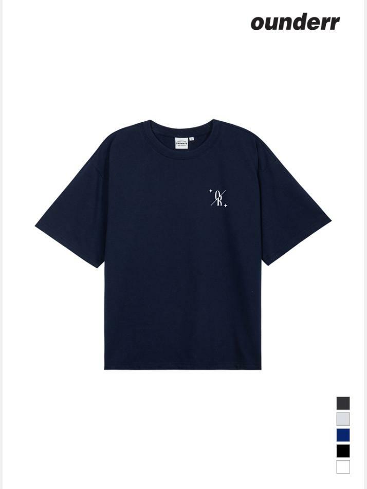 STAR OR 로고 오버핏 반팔 티셔츠 (네이비)