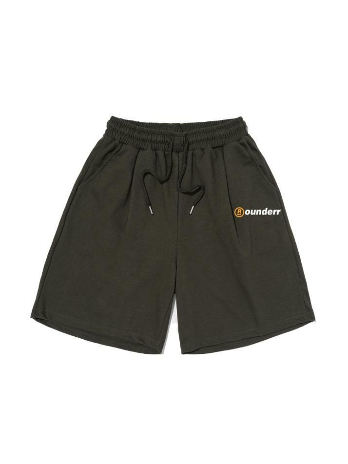 MINI 레터링 로고 하프 팬츠 (카키)