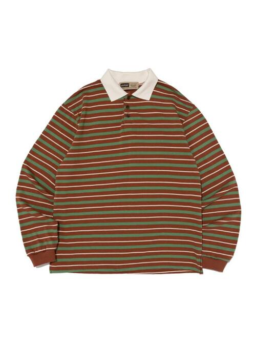 볼드 스트라이트 럭비 티셔츠 (브라운)