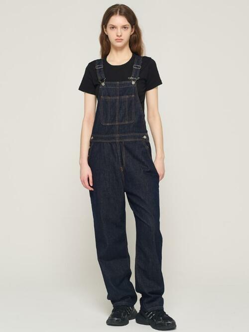 논페이드 데님 오버롤 팬츠 (진청)