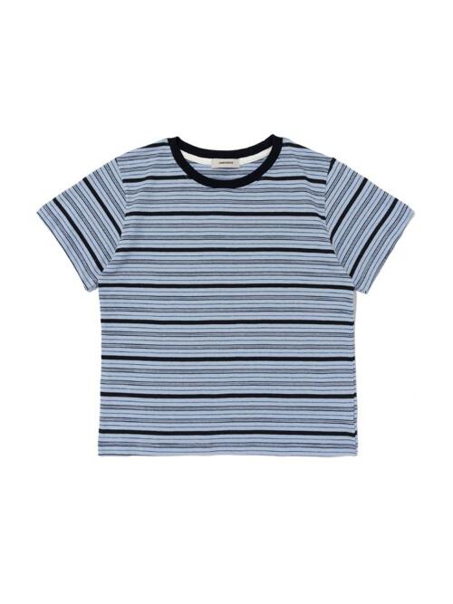 멀티 스트라이프 크롭 반팔 티셔츠 (블루)