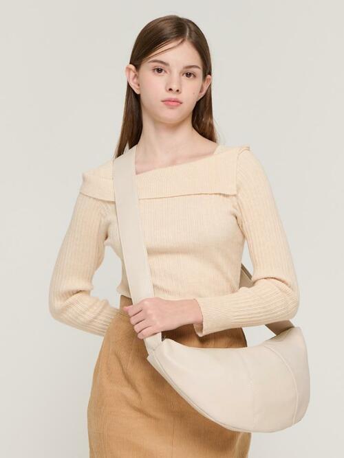 하프 쿠션 서클 라인 숄더 크로스백 (아이보리)