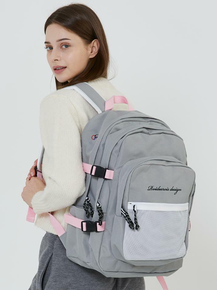 오 웁스 3D 포켓 메쉬 백팩 (그레이/핑크)