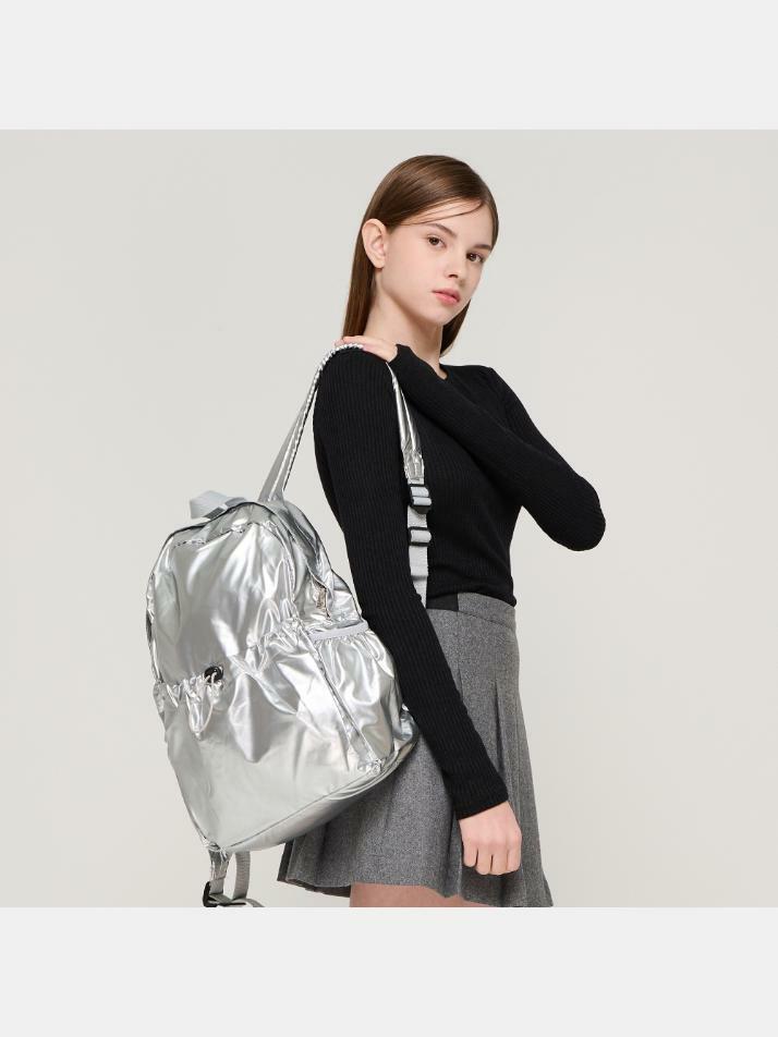 팝스 프론트 스트링 백팩 (실버)