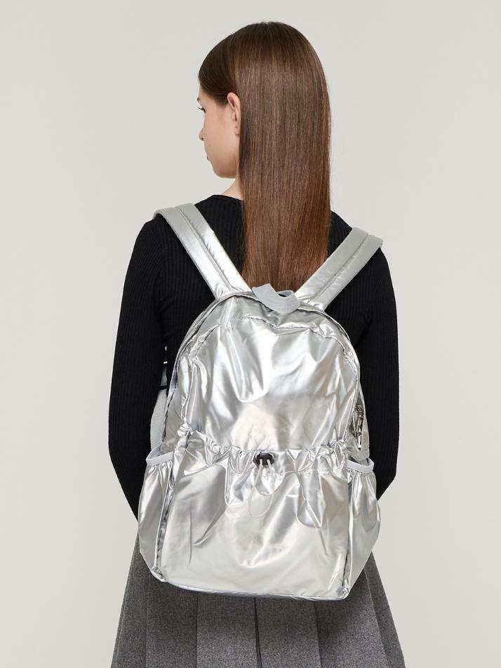 팝스 프론트 스트링 백팩 (실버)