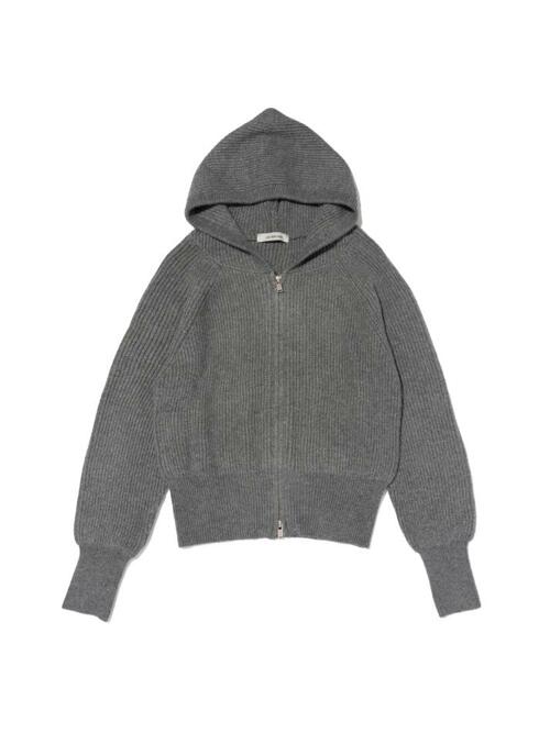 투웨이 골지 카디건 후드집업 니트 (차콜)